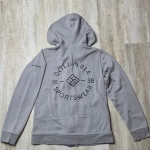 Columbia‎ Trek Full Zip Graphic Hoodie Gray Womans XS Outdoor Gorpcore Cozy